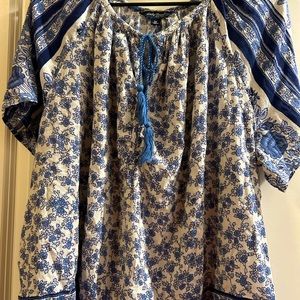 Lucky Brand blouse blue and white 3X